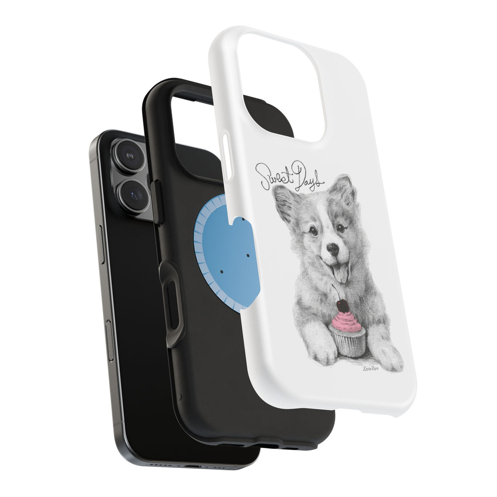 MagSafe Tough iPhone Case – Corgi with Cupcake | Sweet Days | Calligraphy