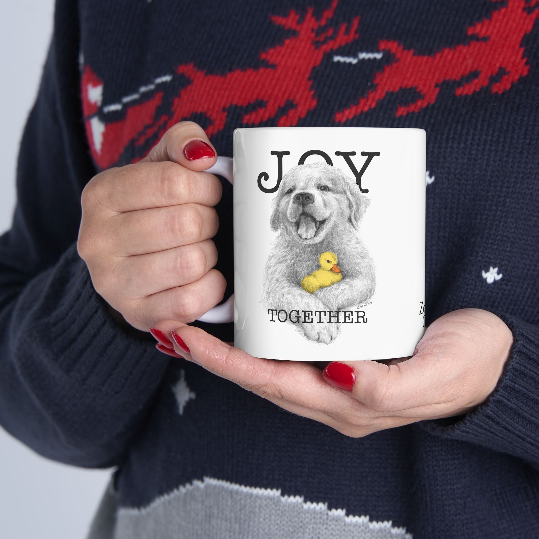 Ceramic Mug 11 oz – Dog with Duckling | Joy Together