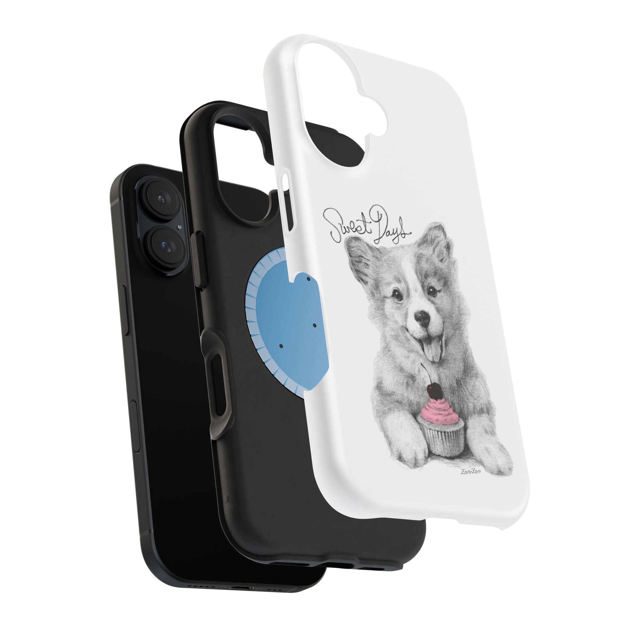 MagSafe Tough iPhone Case – Corgi with Cupcake | Sweet Days | Calligraphy