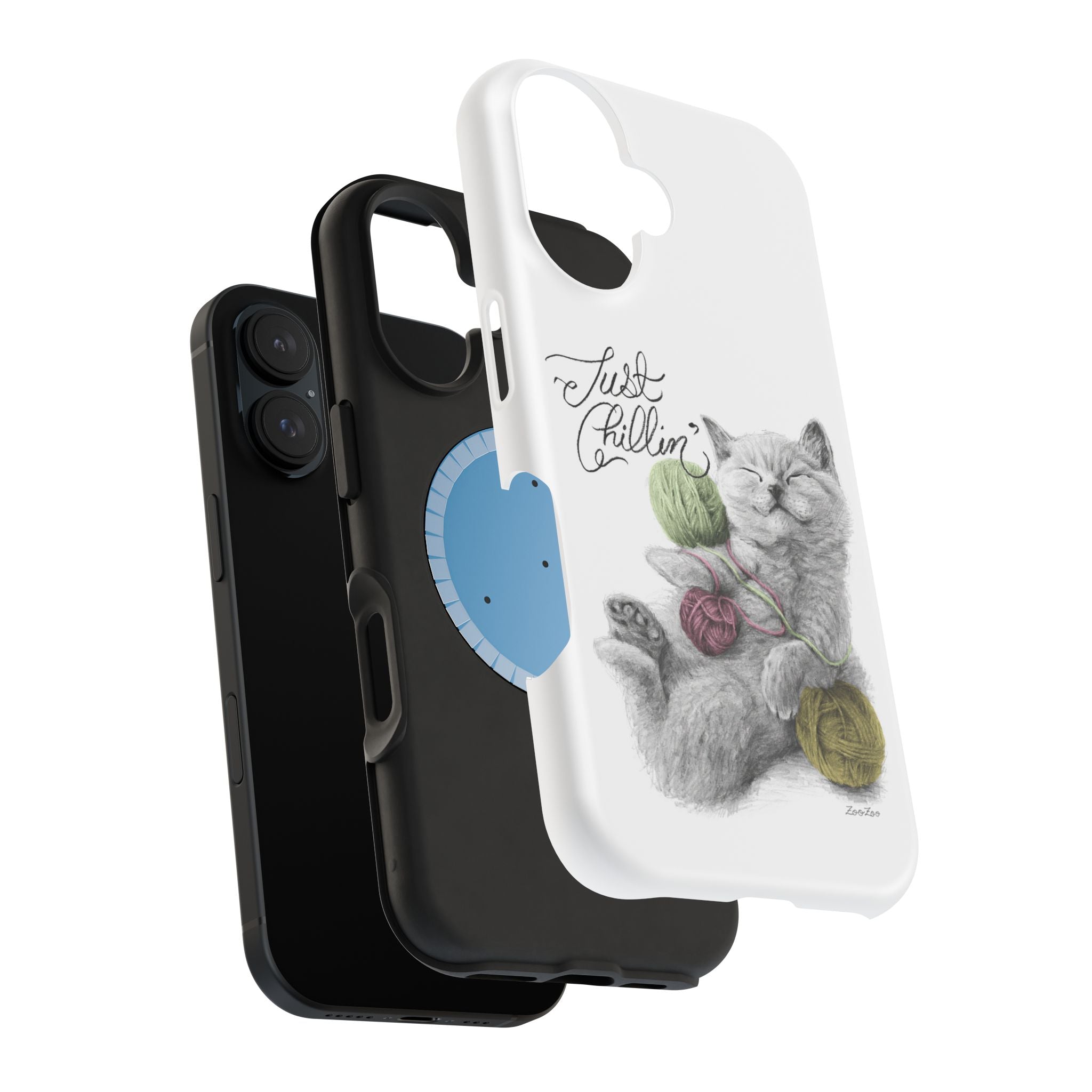 MagSafe Tough iPhone Case – Cat with Yarns | Just Chillin' | Calligraphy