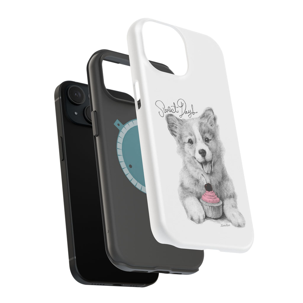 MagSafe Tough iPhone Case – Corgi with Cupcake | Sweet Days | Calligraphy