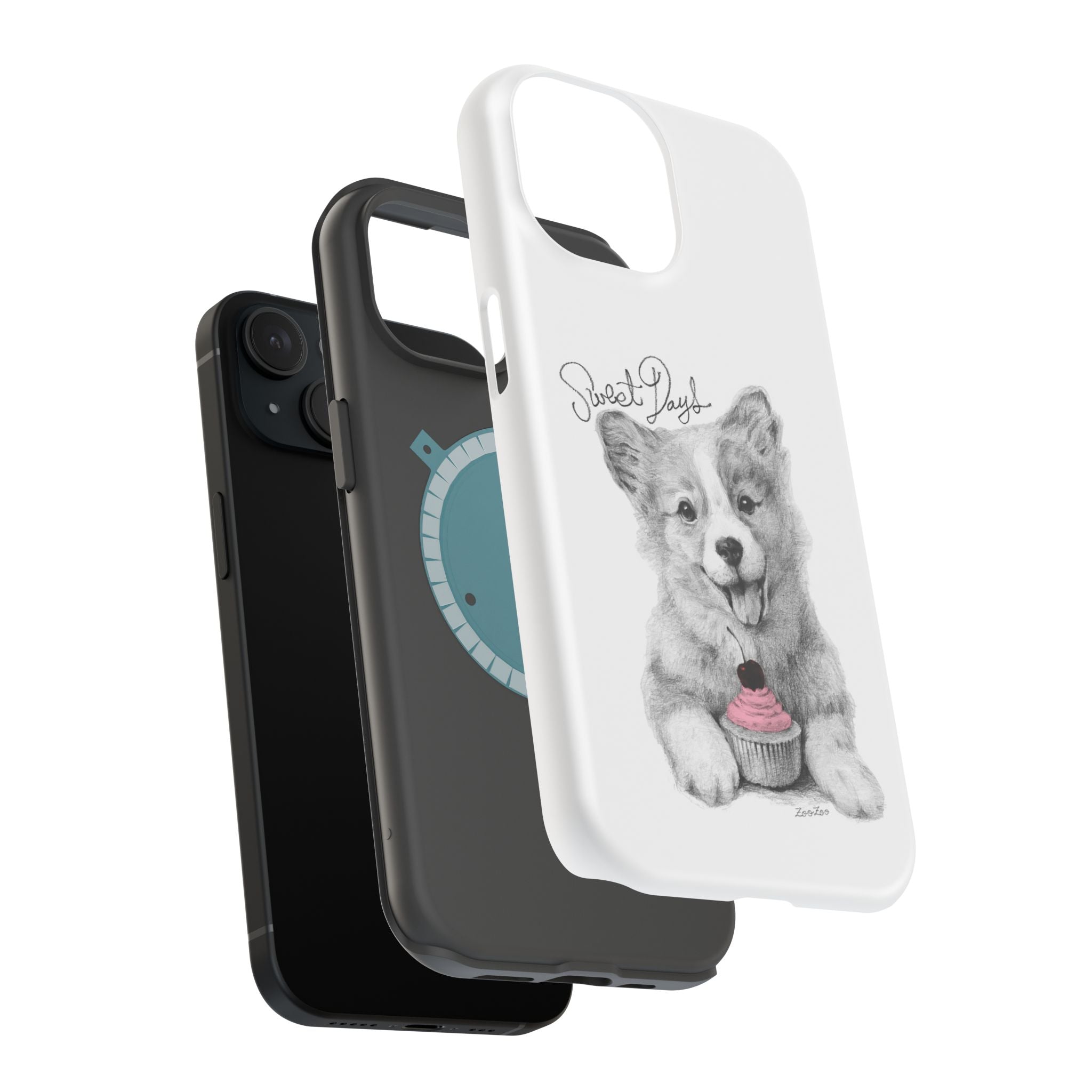 MagSafe Tough iPhone Case – Corgi with Cupcake | Sweet Days | Calligraphy