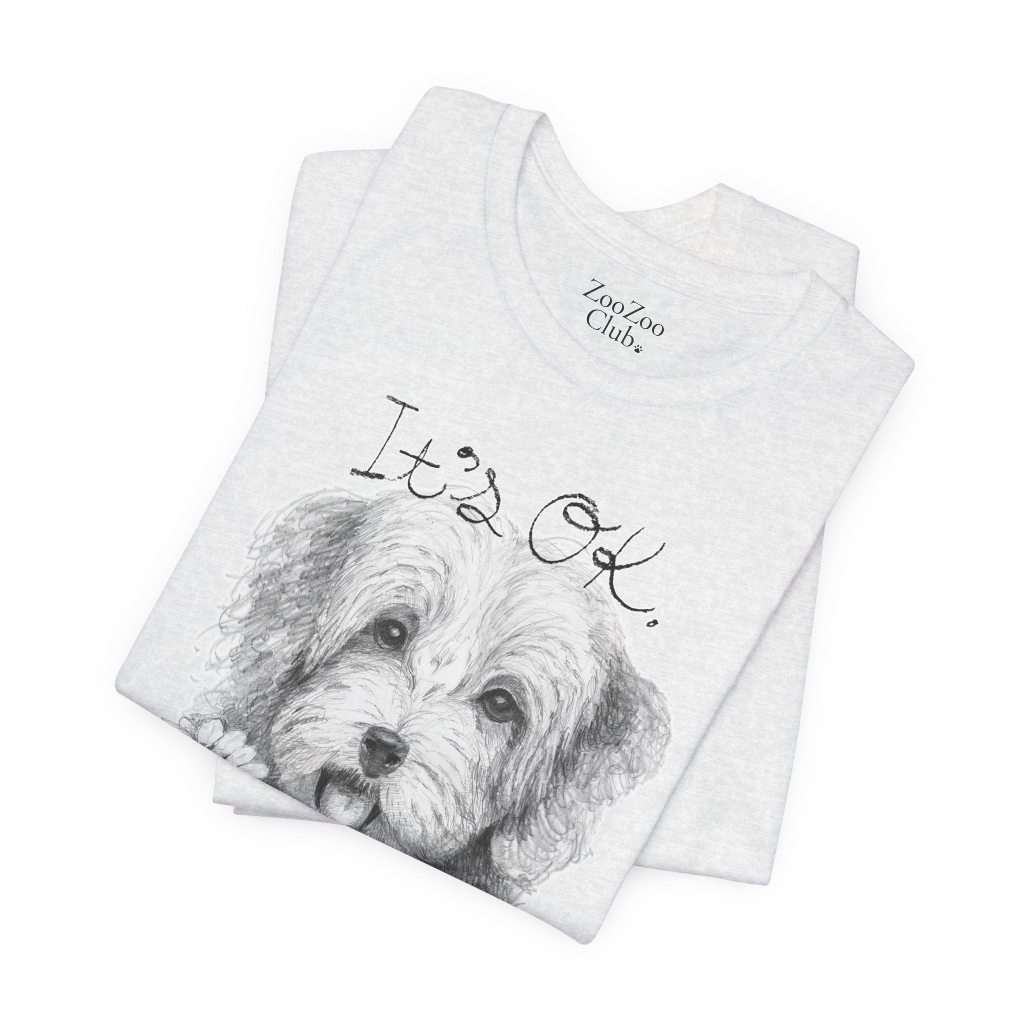 Unisex Cotton Tee – Dog with Daisy | It's OK | Calligraphy