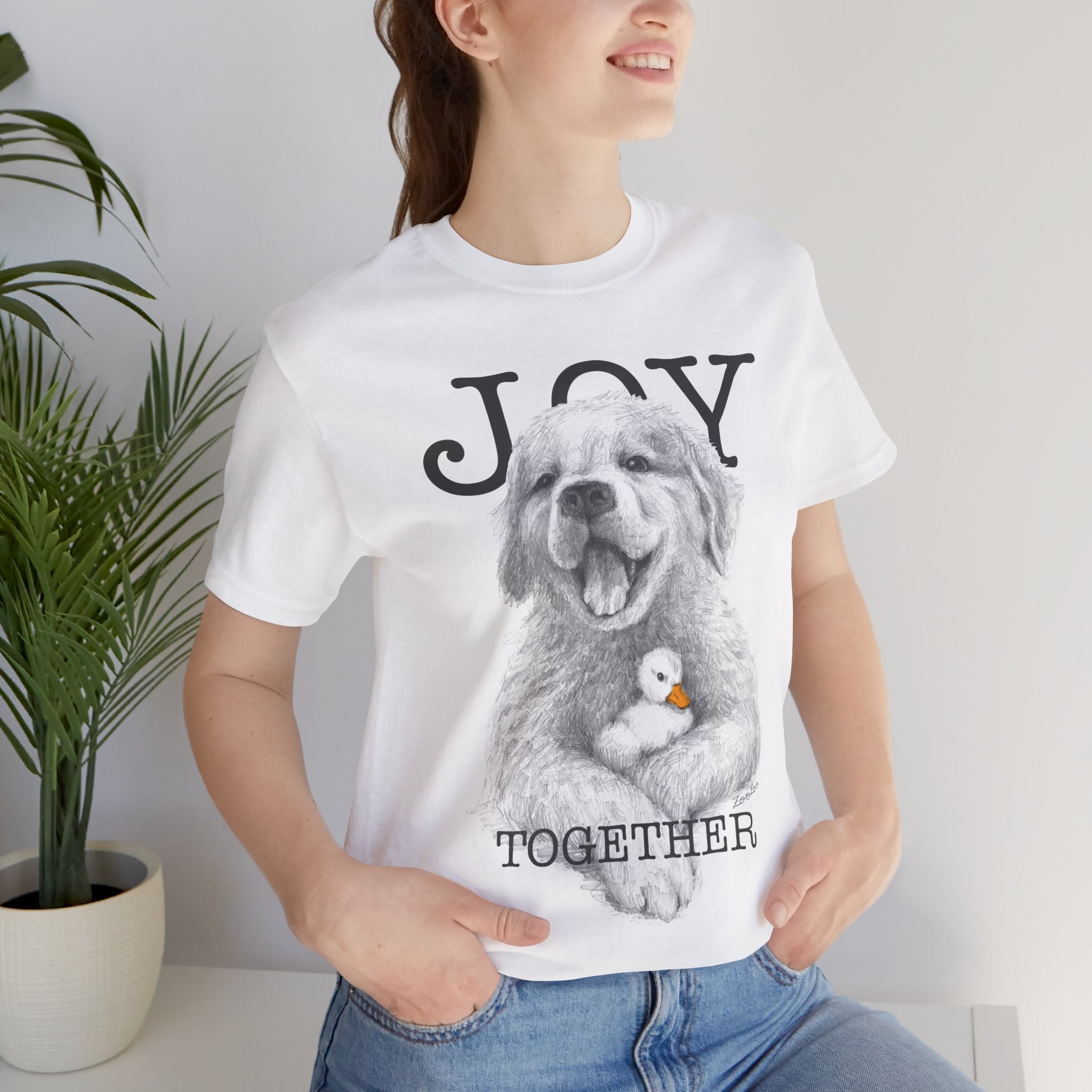 Unisex Cotton Tee – Dog with Duckling | Joy Together