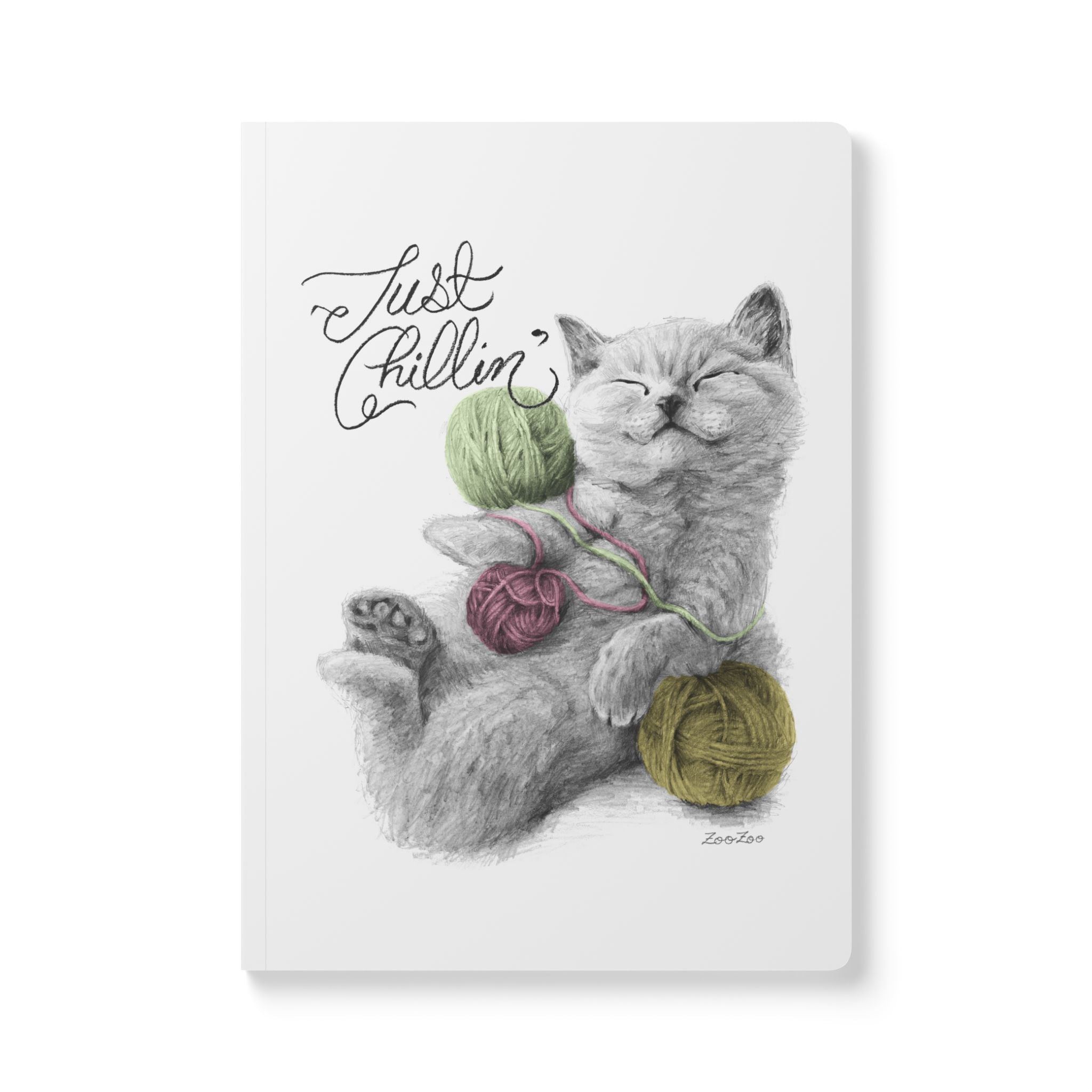 Softcover Journal – Cat with Yarns | Just Chillin' | Calligraphy