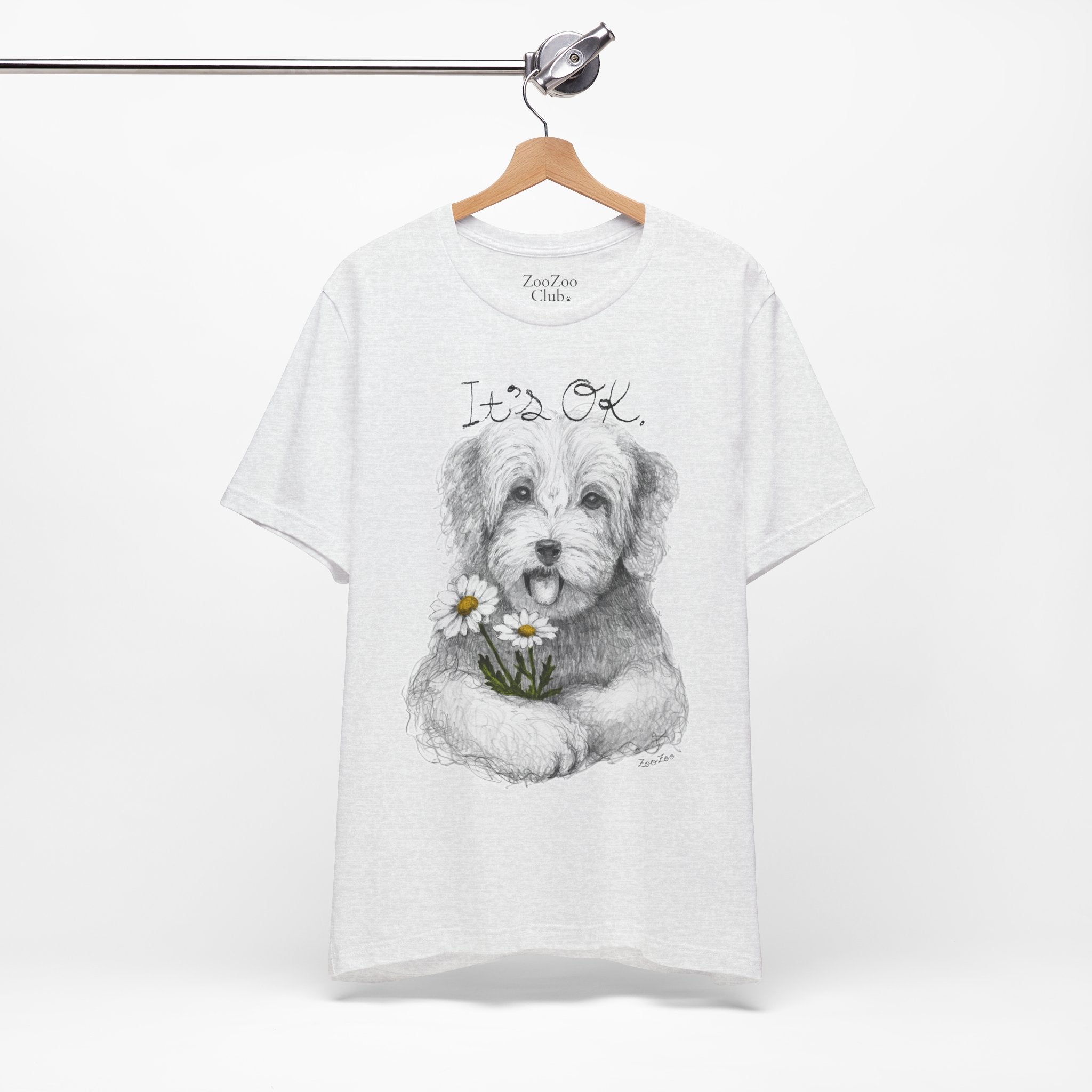 Unisex Cotton Tee – Dog with Daisy | It's OK | Calligraphy