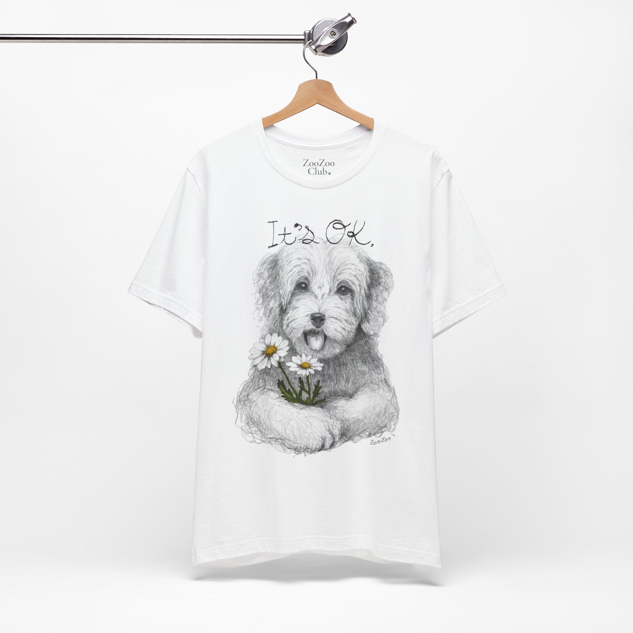 Unisex Cotton Tee – Dog with Daisy | It's OK | Calligraphy