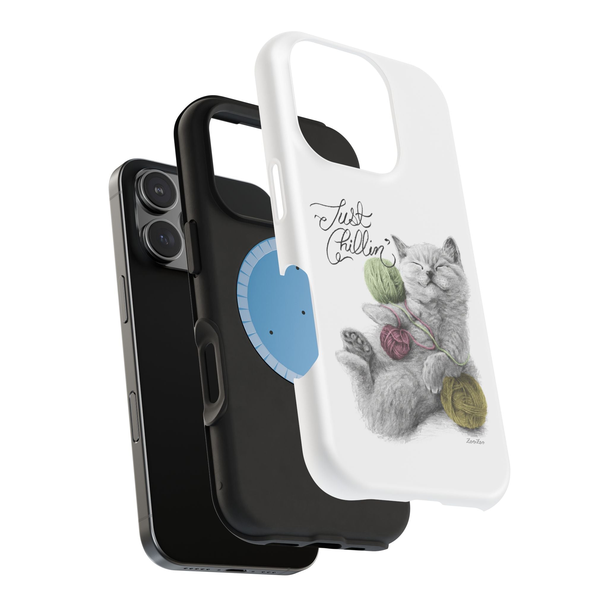 MagSafe Tough iPhone Case – Cat with Yarns | Just Chillin' | Calligraphy