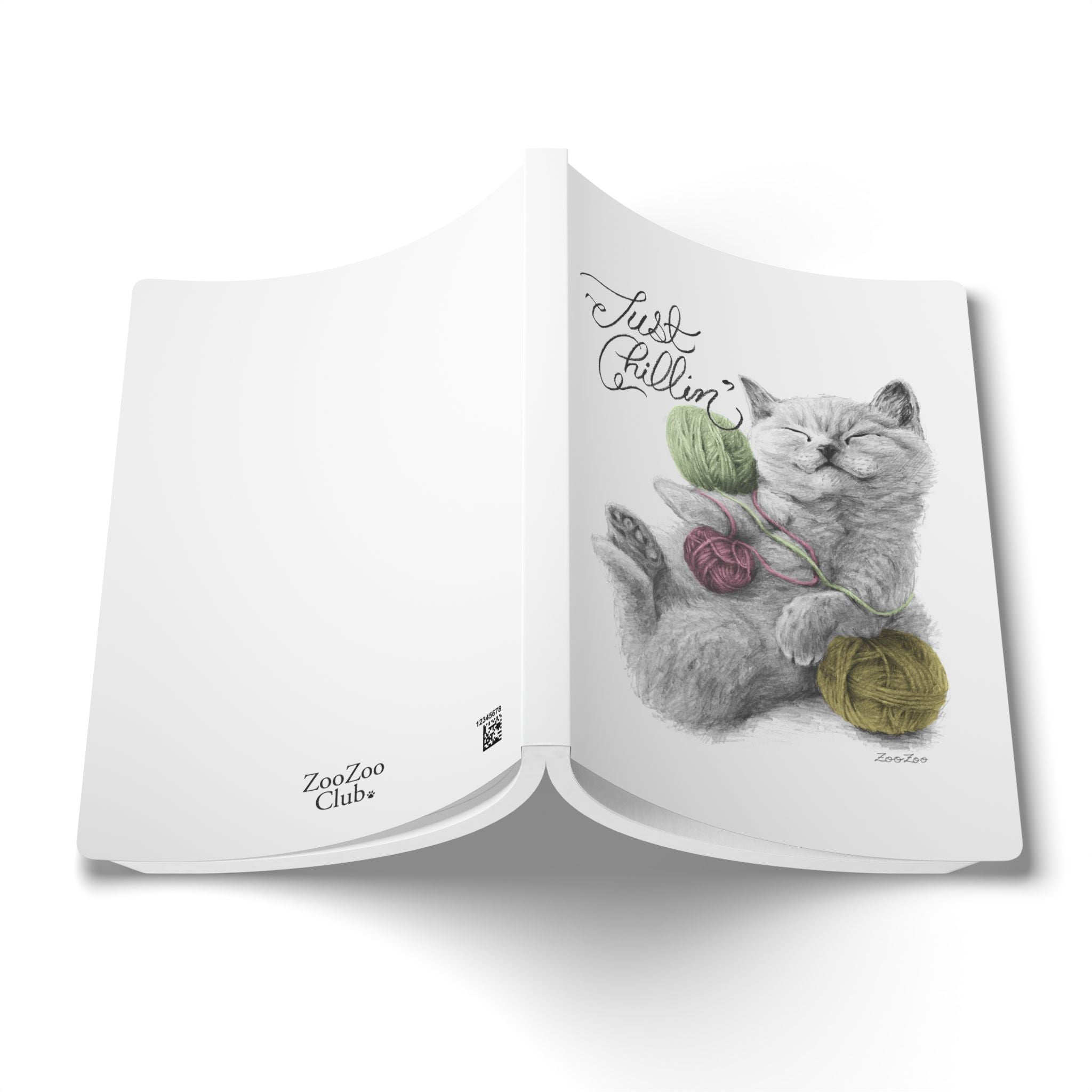 Softcover Journal – Cat with Yarns | Just Chillin' | Calligraphy