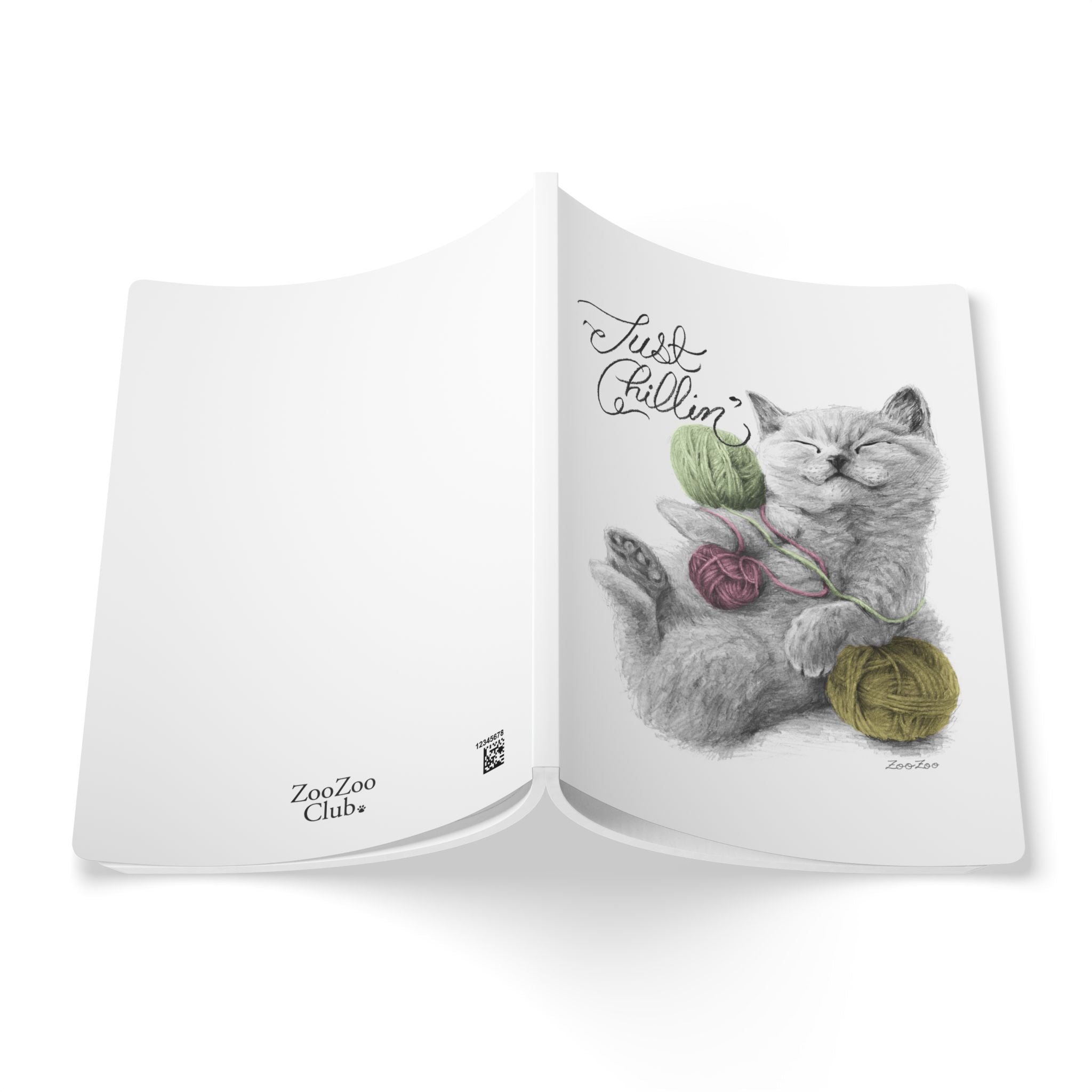 Softcover Journal – Cat with Yarns | Just Chillin' | Calligraphy